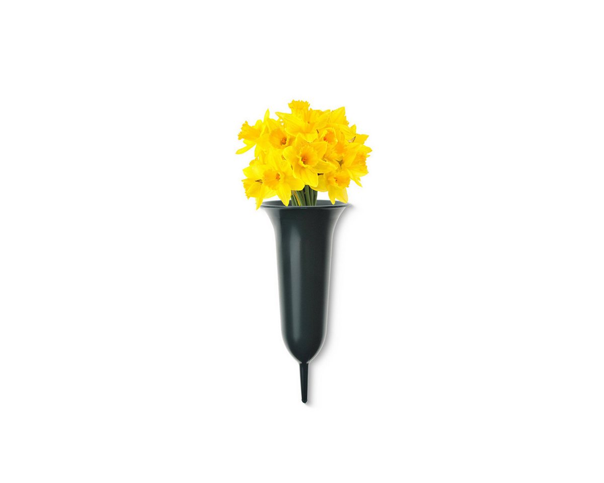 matches21 HOME & HOBBY Dekovase Grabvase Trichter mit Erdspieß frostsicher grün 26 cm (1 St), Grab-Vase zum Stecken mit Rand aus Kunststoff als Grabdeko von matches21 HOME & HOBBY