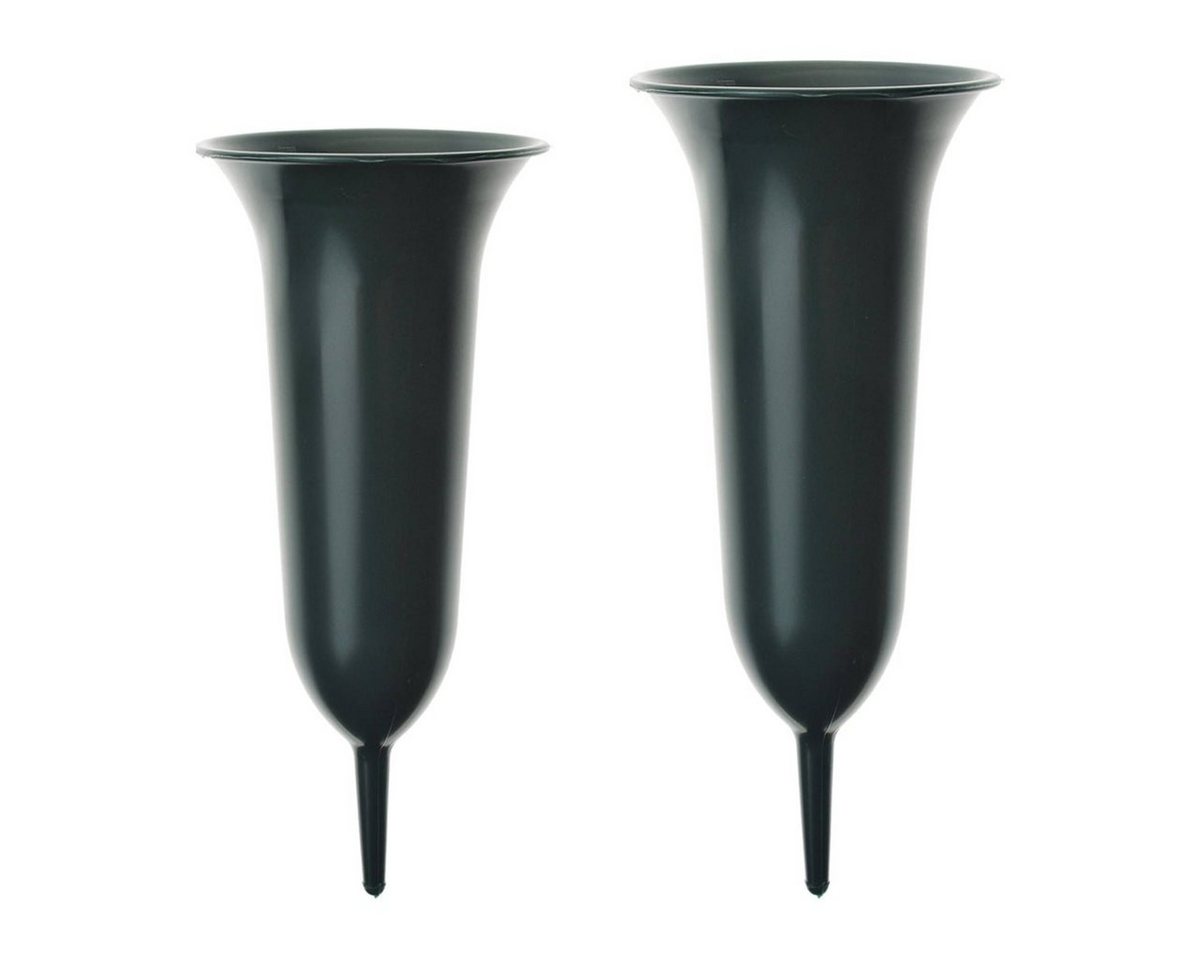 matches21 HOME & HOBBY Dekovase Steckvasen Grab Friedhof Deko grün 11,5 & 12 cm (2 St) von matches21 HOME & HOBBY