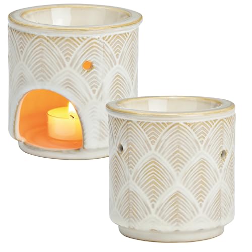 matches21 HOME & HOBBY Duftlampen Set aus weißer Keramik in Ø 10 x 10 cm - Teelichthalter für ätherische Öle & Duftöle von matches21 HOME & HOBBY