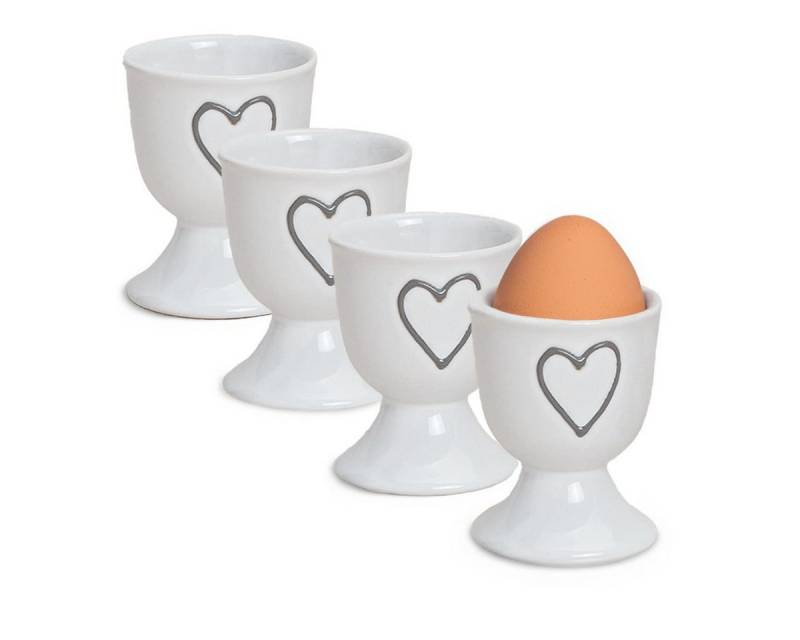matches21 HOME & HOBBY Eierbecher, (4-tlg), Runde Keramik Ei-Halter als lustige Frühstücks-Eier Tisch-Deko von matches21 HOME & HOBBY