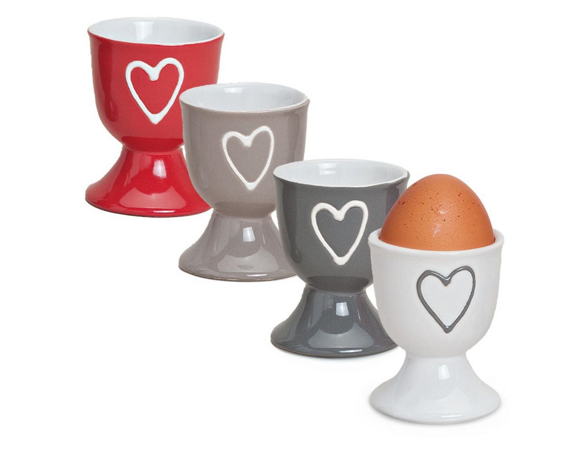 matches21 HOME & HOBBY Eierbecher, (4-tlg), Runde Keramik Ei-Halter als lustige Frühstücks-Eier Tisch-Deko von matches21 HOME & HOBBY