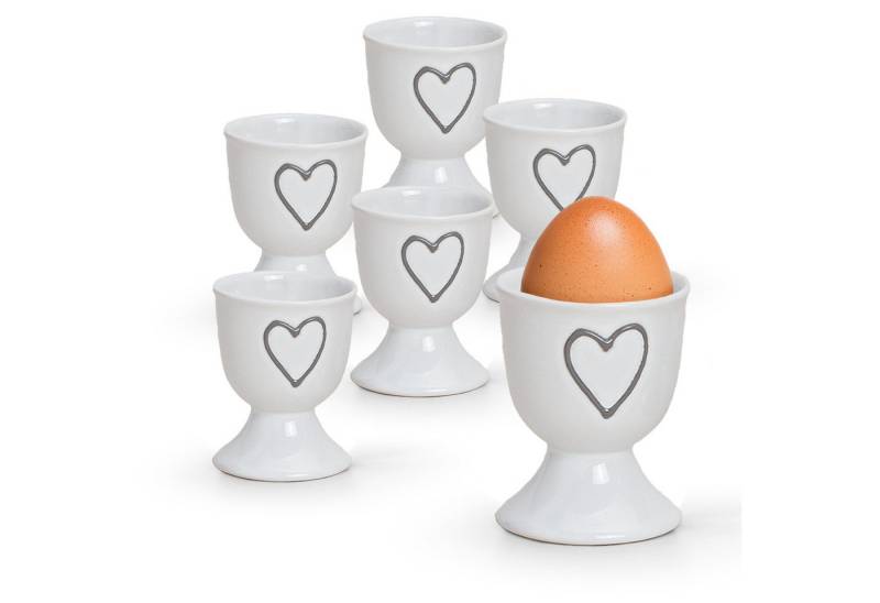 matches21 HOME & HOBBY Eierbecher, (6-tlg), Runde Keramik Ei-Halter als lustige Frühstücks-Eier Tisch-Deko von matches21 HOME & HOBBY