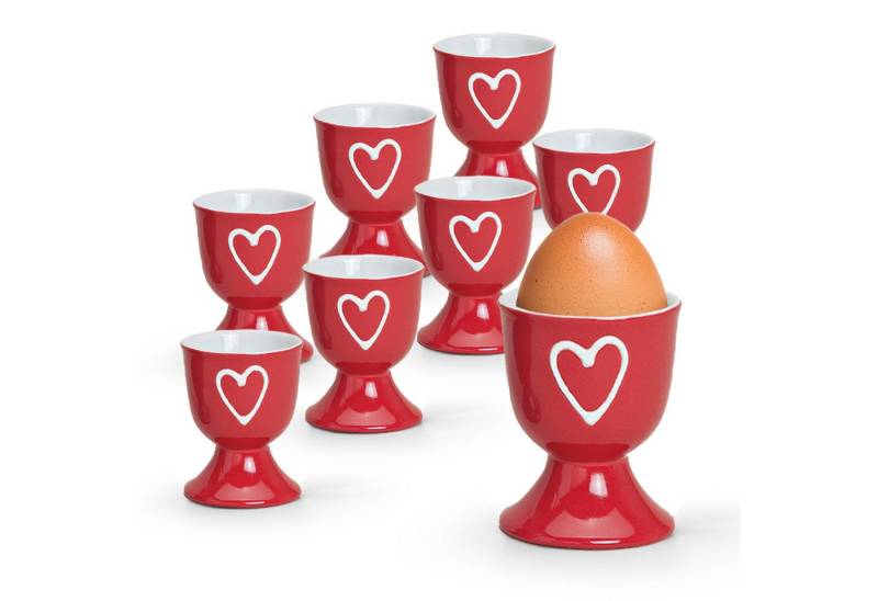 matches21 HOME & HOBBY Eierbecher, (8-tlg), Runde Keramik Ei-Halter als lustige Frühstücks-Eier Tisch-Deko von matches21 HOME & HOBBY