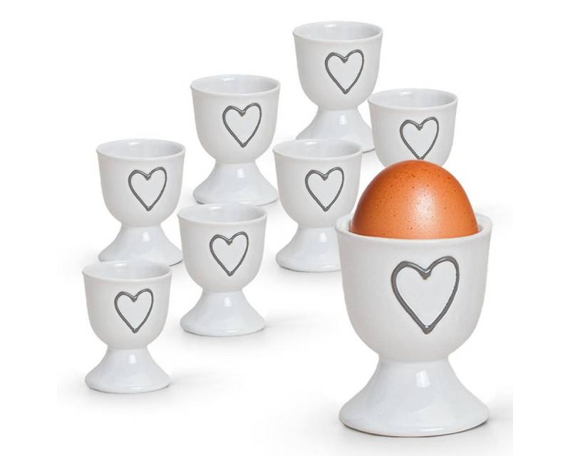 matches21 HOME & HOBBY Eierbecher, (8-tlg), Runde Keramik Ei-Halter als lustige Frühstücks-Eier Tisch-Deko von matches21 HOME & HOBBY