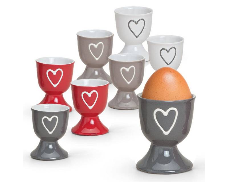 matches21 HOME & HOBBY Eierbecher, (8-tlg), Runde Keramik Ei-Halter als lustige Tischdeko Frühstück Geschirr von matches21 HOME & HOBBY