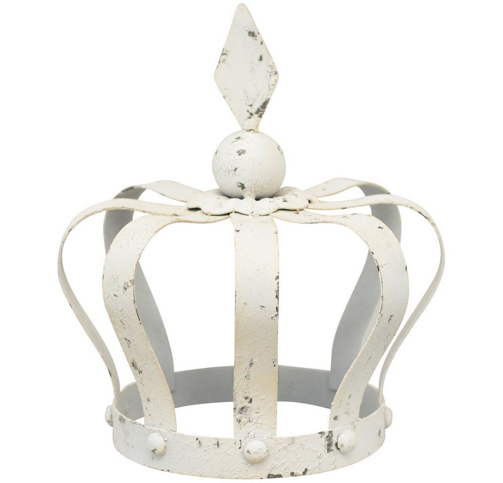 matches21 HOME & HOBBY Gartenfigur Dekokrone Metall Gartendeko weiß Vintage Shabby Ø 18 cm, (1 St) von matches21 HOME & HOBBY