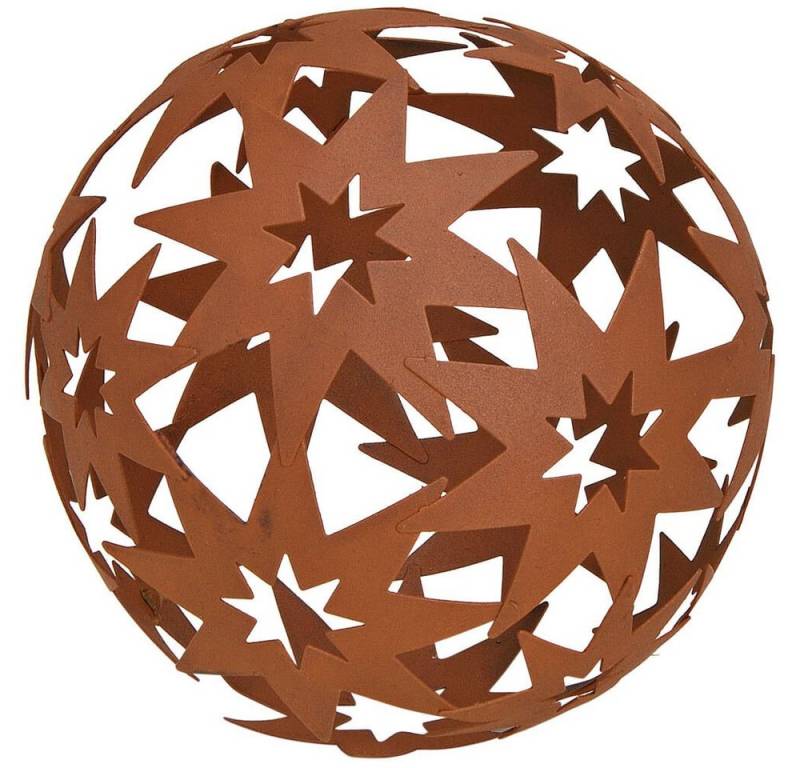 matches21 HOME & HOBBY Gartenfigur Kugel mit Sternen Gartendeko gestanzt Rostoptik Metall Ø 14 cm, (1 St) von matches21 HOME & HOBBY