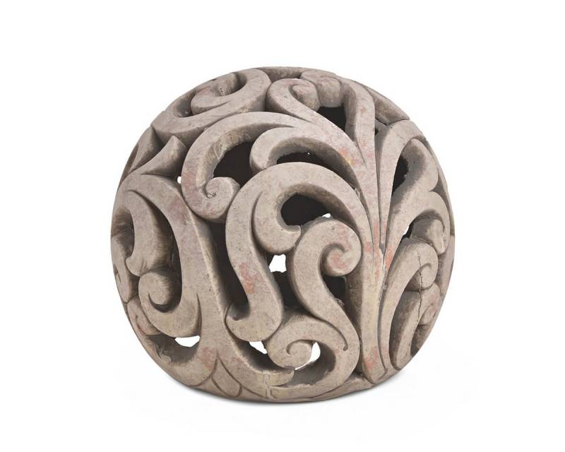 matches21 HOME & HOBBY Gartenfigur Ton Garten-Kugel als Vintage Gartenfigur für draußen in 22 cm, (1 St), Wetterfeste Boho Deko-Kugel als Shabby-Chic Garten-Skulptur von matches21 HOME & HOBBY