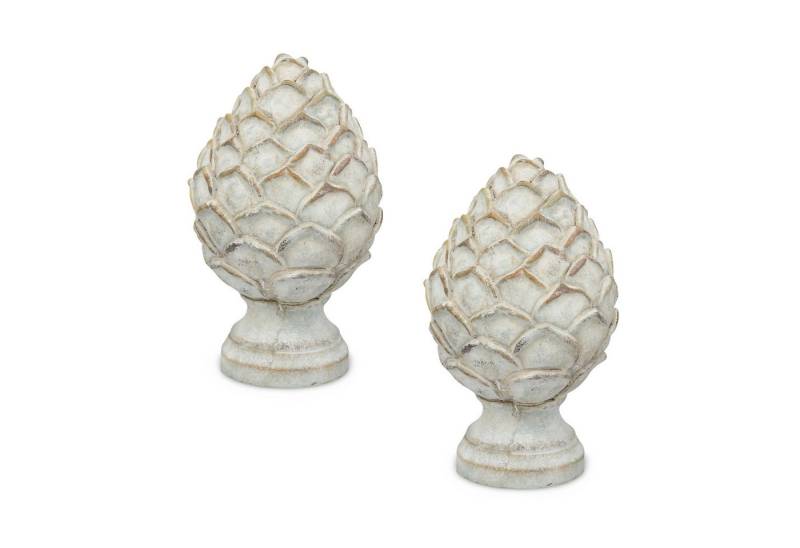 matches21 HOME & HOBBY Gartenfigur Vintage Deko-Zapfen Sockel Deko-Figuren 2er Set creme-weiss 21 cm, (2 St), Wetterfeste Zement Garten-Deko für draußen in moderner Antik-Optik von matches21 HOME & HOBBY