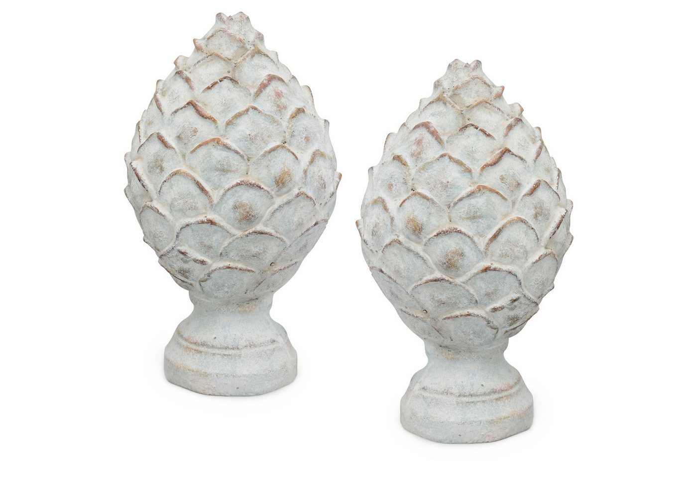 matches21 HOME & HOBBY Gartenfigur Vintage Deko-Zapfen Sockel Deko-Figuren 2er Set creme-weiss 28,5 cm, (2 St), Wetterfeste Zement Garten-Deko für draußen in moderner Antik-Optik von matches21 HOME & HOBBY