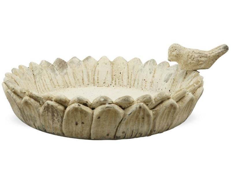 matches21 HOME & HOBBY Gartenfigur Vogeltränke Futterplatz Zement Gartendeko weiß 26x23 cm, (1 St), Widerstandsfähig & witterungsbeständig von matches21 HOME & HOBBY