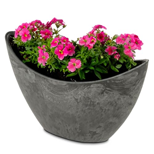 matches21 HOME & HOBBY Hohe Deko-Schale Vintage schwarz 24 x 10 x 14 cm Outdoor Pflanz-Schale Tischdeko von matches21 HOME & HOBBY