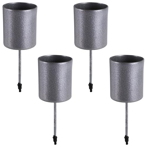 matches21 HOME & HOBBY Kerzenhalter 4er Set Metall Silber Ø 3,3 cm mit Stab - Adventskranz Kerzentüllen für Stabkerzen von matches21 HOME & HOBBY