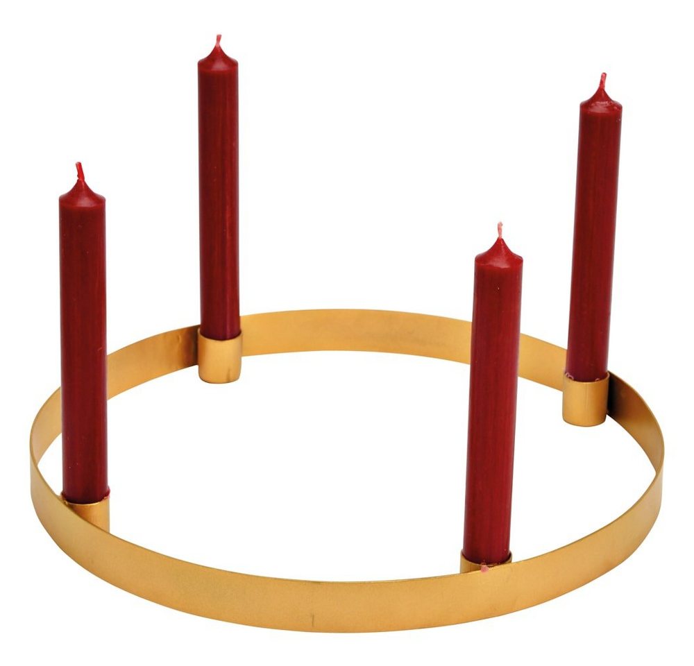 matches21 HOME & HOBBY Kerzenhalter Moderner Metall Adventskranz Ring Stabkerzen-Halter gold Ø 30 cm (1 St), Kerzen-Halter rund als Stabkerzen Advent Weihnachten Tischdeko von matches21 HOME & HOBBY