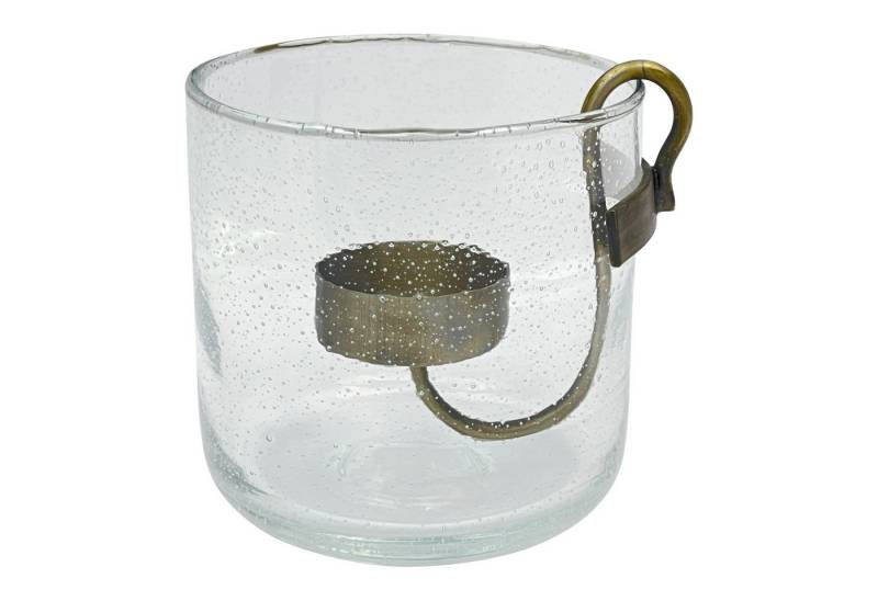 matches21 HOME & HOBBY Kerzenhalter Kerzenhalter aus Glas & Metall, in Ø 9,5 cm zum Befüllen (1 St), Kerzenglas für Stumpenkerzen & Teelichter von matches21 HOME & HOBBY