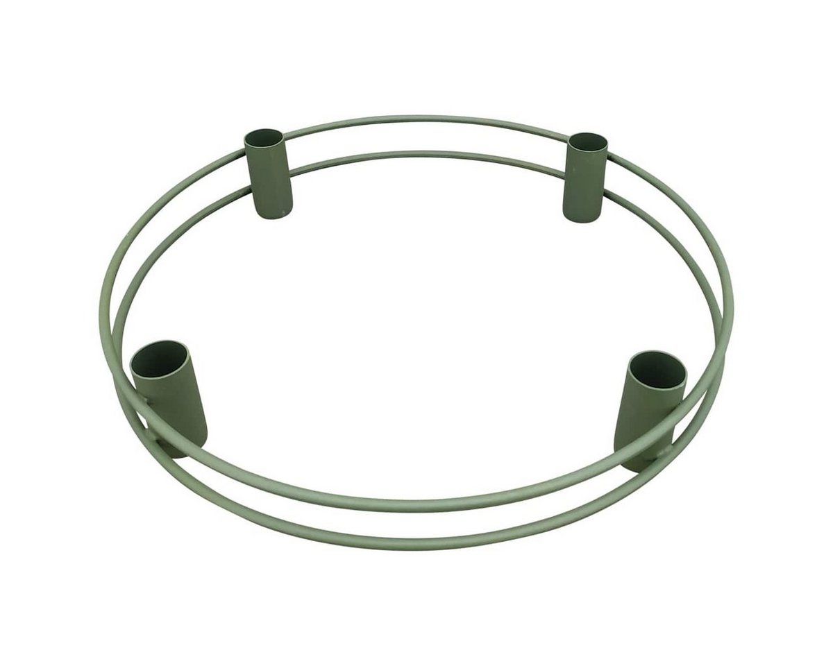 matches21 HOME & HOBBY Kerzenhalter Metall Kerzen-Halter Ring als Stabkerzen-Halter grün Ø 25,5 cm (1 St), Stabkerzen Kerzenständer als Advents-Kranz Weihnachten Tischdeko von matches21 HOME & HOBBY
