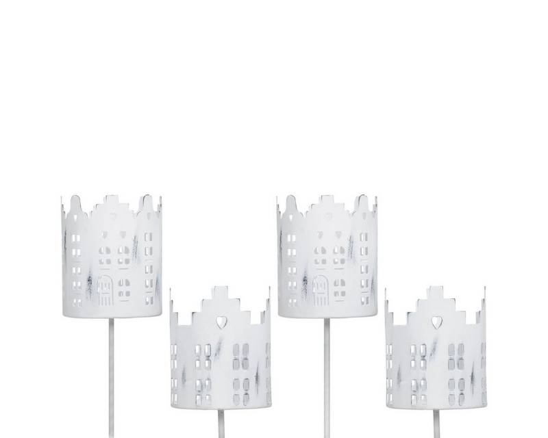 matches21 HOME & HOBBY Kerzenhalter Kerzenhalter 4er Set Metall Kerzen-Stecker weiß Ø 8 x 10 cm (4 St), Kerzentüllen zum Stecken als Adventskranz-Stecker Tischdeko von matches21 HOME & HOBBY
