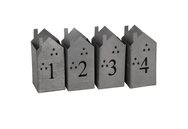 matches21 HOME & HOBBY Kerzenhalter Windlichter Adventskerzen, in 7,5x16 cm, Eisen Lichthäuser Grau (4 St), Weihnachtsdeko für Innen als Adventskranz von matches21 HOME & HOBBY