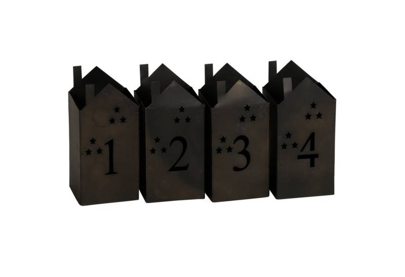 matches21 HOME & HOBBY Kerzenhalter Windlichter Adventskerzen, in 7,5x16 cm, Eisen Lichthäuser Schwarz (4 St), Weihnachtsdeko für Innen als Adventskranz von matches21 HOME & HOBBY