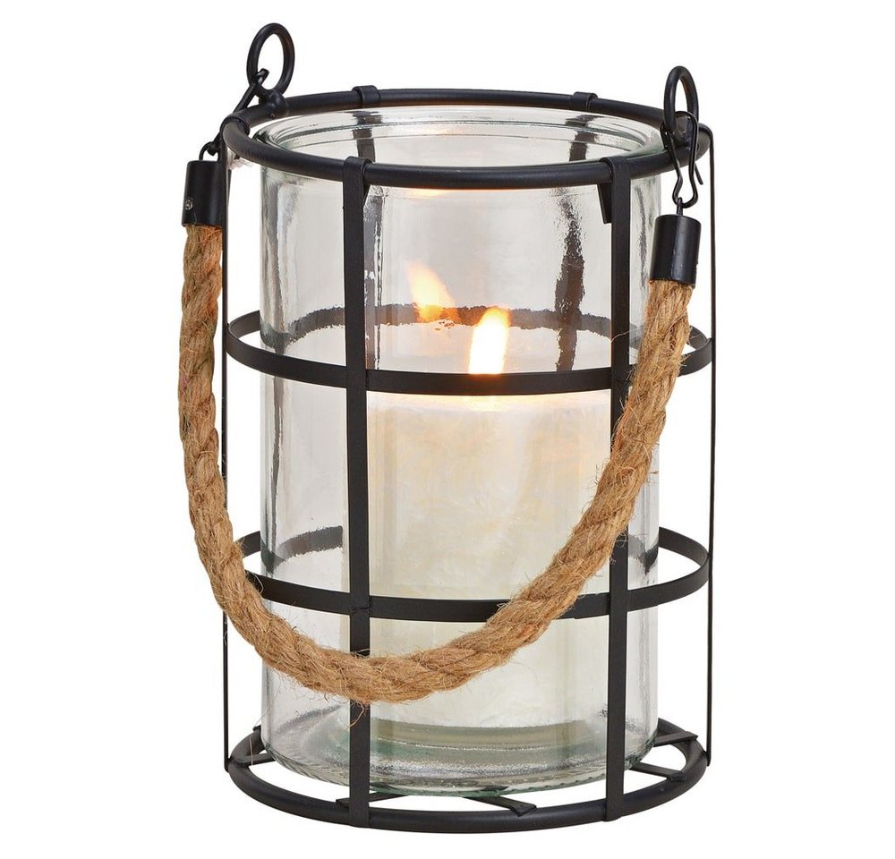 matches21 HOME & HOBBY Kerzenhalter Kerzenhalter Metall Glas Laterne Windlicht schwarz Ø 12 cm (1 St) von matches21 HOME & HOBBY