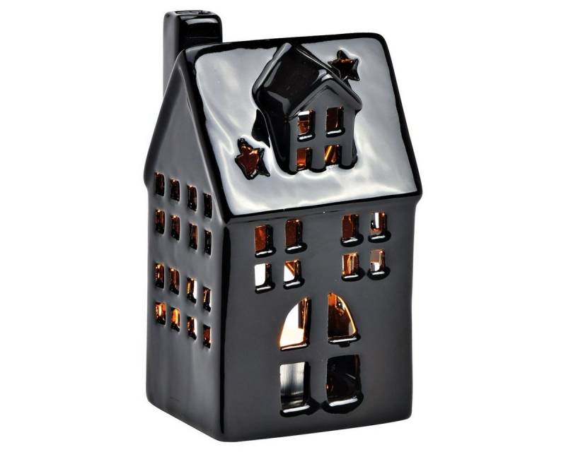 matches21 HOME & HOBBY Kerzenhalter Sehr schönes Windlicht in schwarz aus Porzellan in 7x13x6 cm von matches21 HOME & HOBBY