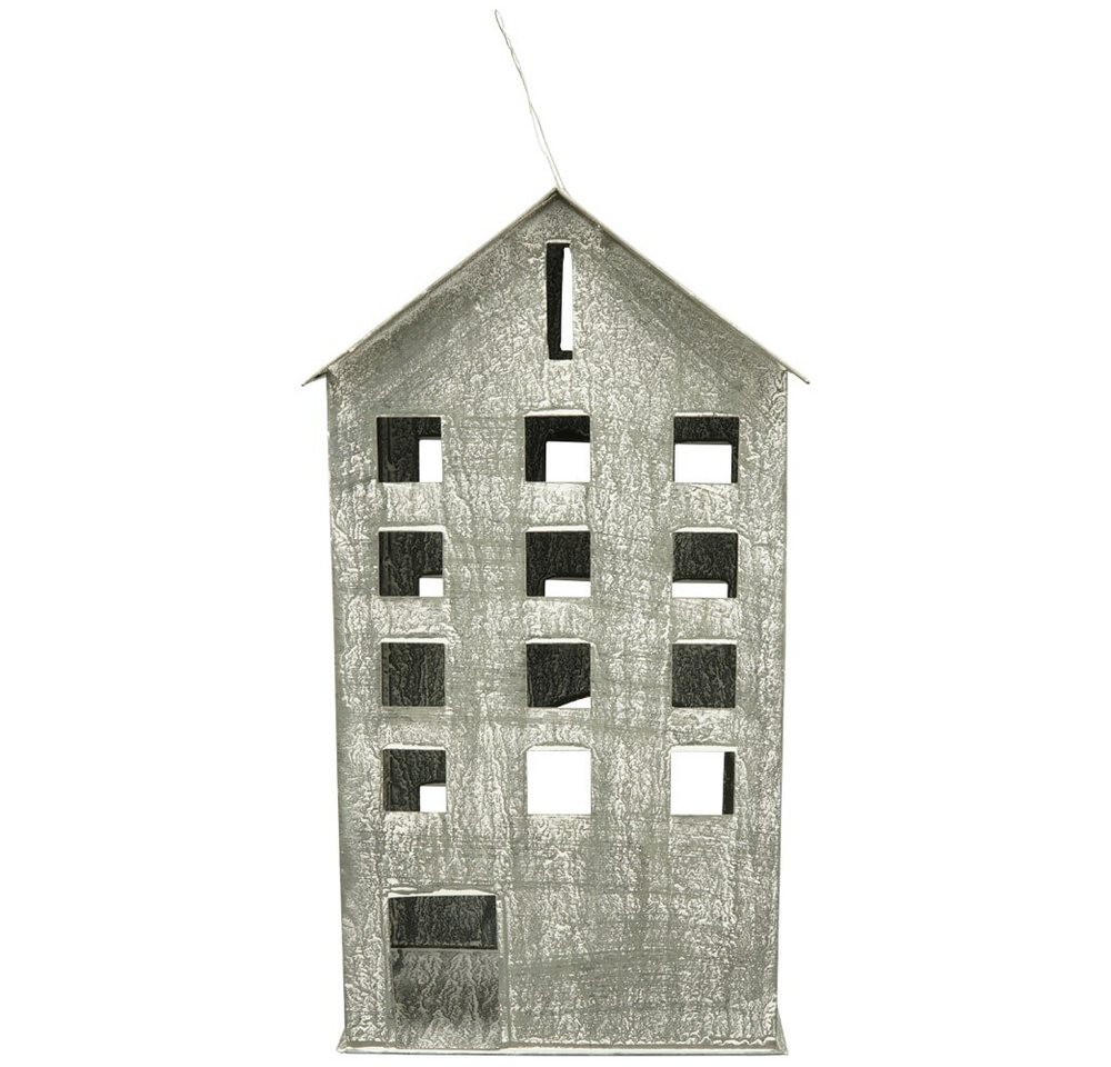 matches21 HOME & HOBBY Kerzenhalter Windlicht Haus Teelichthalter Used-Look Metall zink 35,5 cm (1 St) von matches21 HOME & HOBBY
