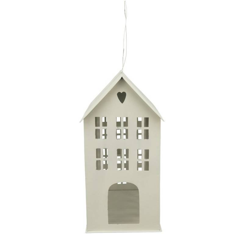 matches21 HOME & HOBBY Kerzenhalter Windlichter Häuschen Haus Fenster Schnur Laterne weiß 34 cm (1 St) von matches21 HOME & HOBBY