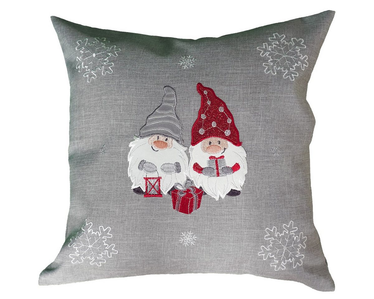 matches21 HOME & HOBBY Kissenbezüge Kissenhülle AMIRA hellgrau 40x40 cm Polyester mit Reißverschluss, (1 Stück), Kissenhülle bestickt für Wohnzimmer & Schlafzimmer von matches21 HOME & HOBBY