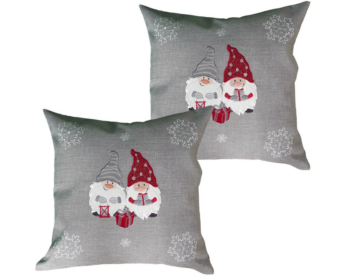matches21 HOME & HOBBY Kissenbezüge Kissenhüllen AMIRA hellgrau 2er Set 40x40 cm mit Reißverschluss, (2 Stück), Kissenhüllen Polyester bestickt für Wohnzimmer & Schlafzimmer von matches21 HOME & HOBBY