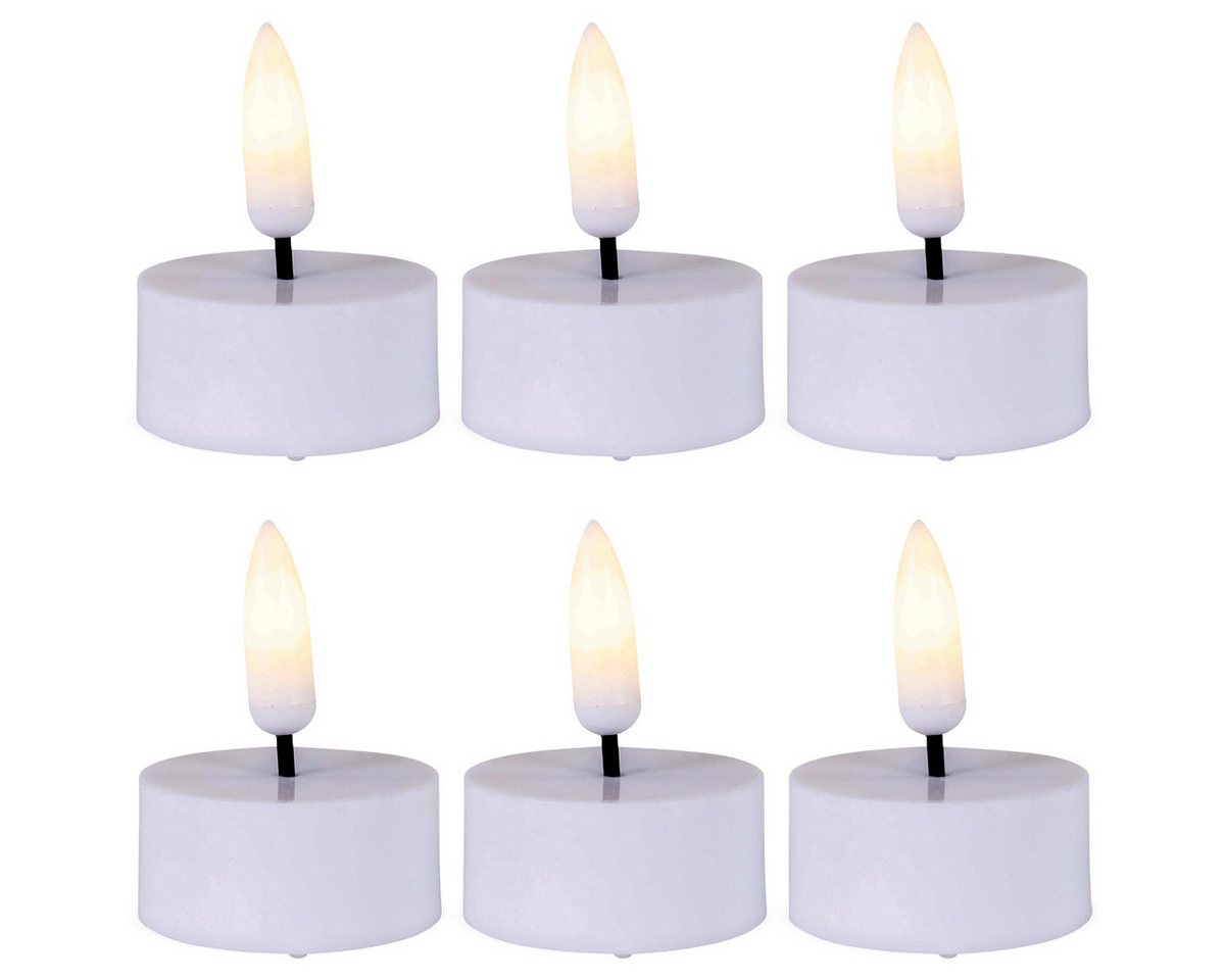matches21 HOME & HOBBY LED-Kerze Kleine LED Teelichter 6er Set elektrische Teelicht-Kerzen Ø 3,5x1 cm (6-tlg), Flackernd mit beweglicher Flamme und Timer für Adventskranz von matches21 HOME & HOBBY