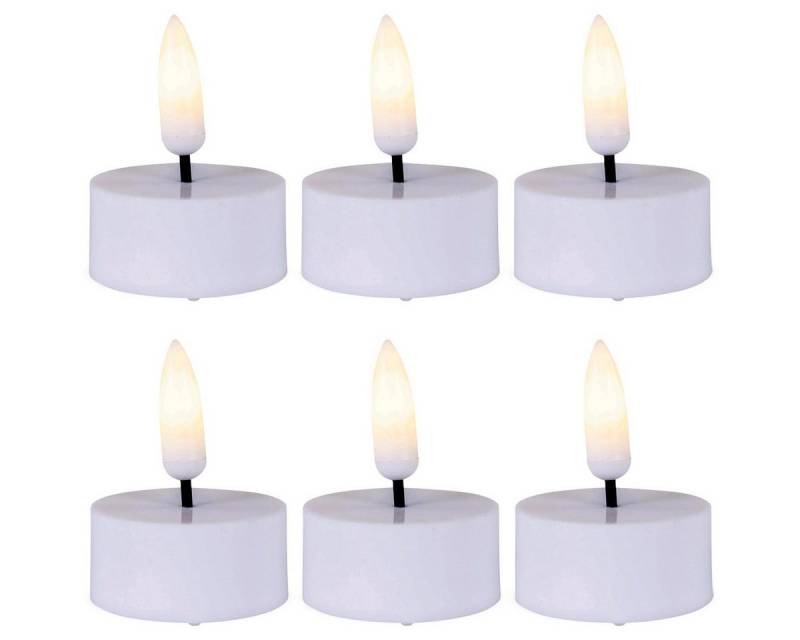 matches21 HOME & HOBBY LED-Kerze Kleine LED Teelichter 6er Set elektrische Teelicht-Kerzen Ø 3,5x1 cm (6-tlg), Flackernd mit beweglicher Flamme und Timer für Adventskranz von matches21 HOME & HOBBY