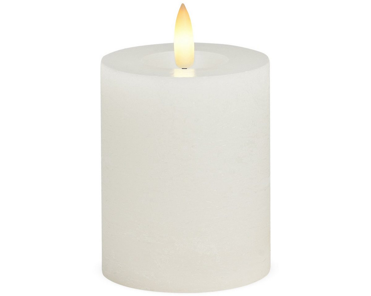 matches21 HOME & HOBBY LED-Kerze LED Stumpen-Kerze Echtwachs-Kerze flackernd, 7x9 cm, Weiß (1-tlg), Mit beweglicher Flamme, Fernbedienung & Timer für Adventskranz von matches21 HOME & HOBBY
