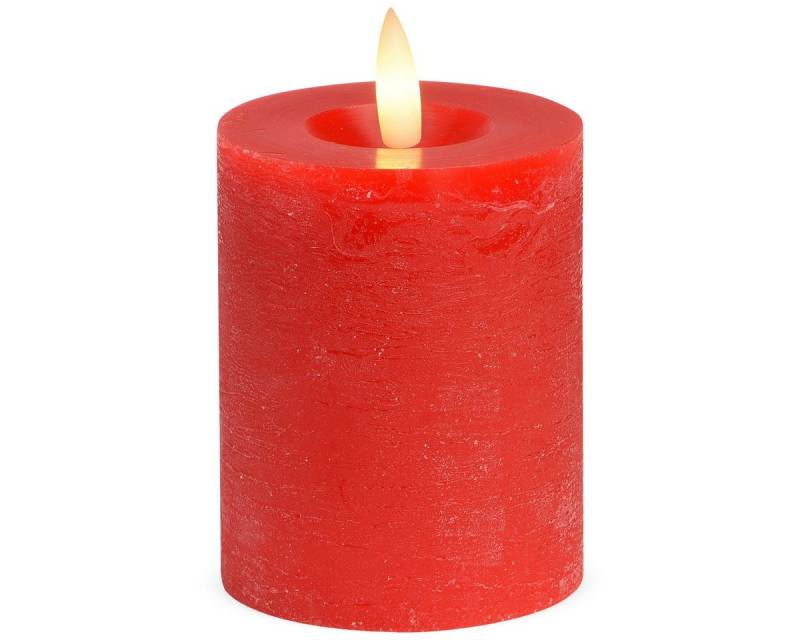 matches21 HOME & HOBBY LED-Kerze LED Stumpen-Kerze Echtwachs-Kerze flackernd, 7x9 cm, rot (1-tlg), Mit beweglicher Flamme, Fernbedienung & Timer für Adventskranz von matches21 HOME & HOBBY