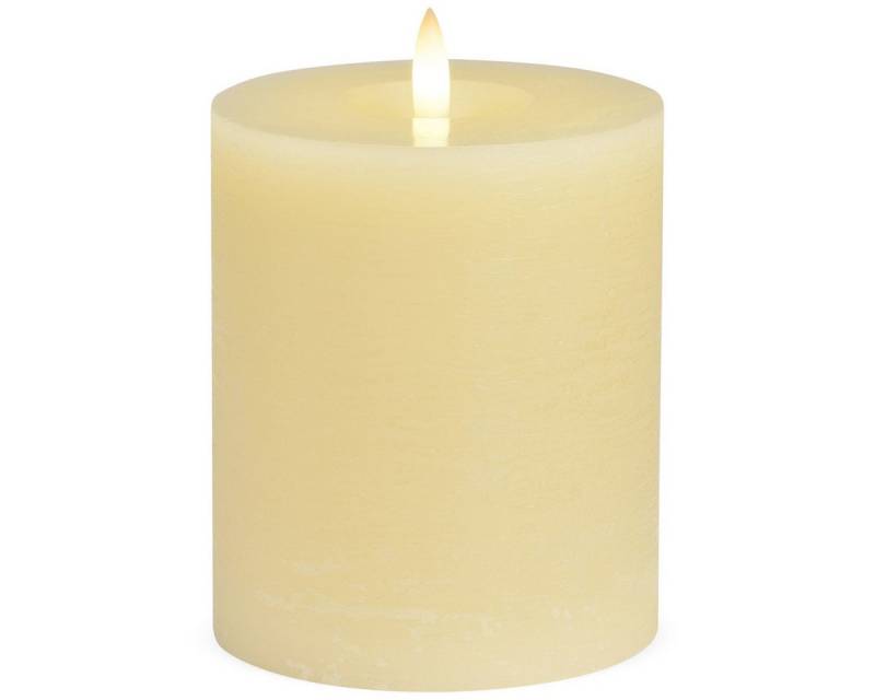 matches21 HOME & HOBBY LED-Kerze LED Stumpen-Kerzen 2er Set Echtwachs-Kerzen flackernd 10x12 cm Creme, Mit beweglicher Flamme, Fernbedienung & Timer für Adventskranz von matches21 HOME & HOBBY