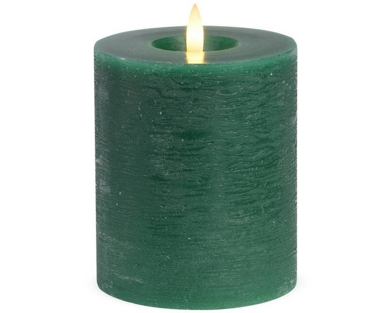 matches21 HOME & HOBBY LED-Kerze LED Stumpen-Kerzen 2er Set Echtwachs-Kerzen flackernd 10x12 cm grün, Mit beweglicher Flamme, Fernbedienung & Timer für Adventskranz von matches21 HOME & HOBBY