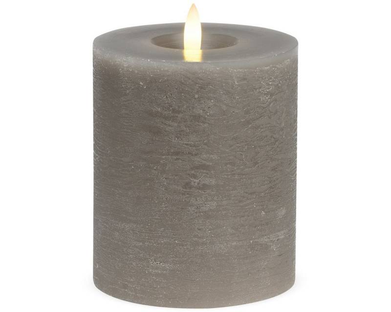 matches21 HOME & HOBBY LED-Kerze LED Stumpen-Kerzen 2er Set Echtwachs-Kerzen flackernd 10x12 cm taupe, Mit beweglicher Flamme, Fernbedienung & Timer für Adventskranz von matches21 HOME & HOBBY