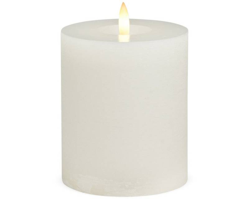 matches21 HOME & HOBBY LED-Kerze LED Stumpen-Kerzen 2er Set Echtwachs-Kerzen flackernd 10x12 cm weiß, Mit beweglicher Flamme, Fernbedienung & Timer für Adventskranz von matches21 HOME & HOBBY
