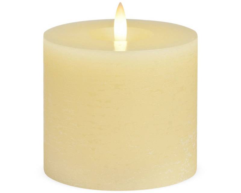 matches21 HOME & HOBBY LED-Kerze LED Stumpen-Kerzen 2er Set Echtwachs-Kerzen flackernd 10x9 cm Creme, Mit beweglicher Flamme, Fernbedienung & Timer für Adventskranz von matches21 HOME & HOBBY