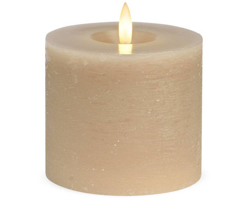 matches21 HOME & HOBBY LED-Kerze LED Stumpen-Kerzen 2er Set Echtwachs-Kerzen flackernd 10x9 cm beige, Mit beweglicher Flamme, Fernbedienung & Timer für Adventskranz von matches21 HOME & HOBBY