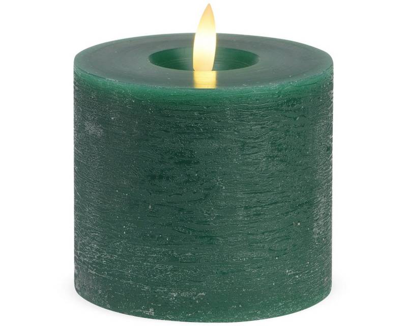 matches21 HOME & HOBBY LED-Kerze LED Stumpen-Kerzen 2er Set Echtwachs-Kerzen flackernd 10x9 cm grün, Mit beweglicher Flamme, Fernbedienung & Timer für Adventskranz von matches21 HOME & HOBBY