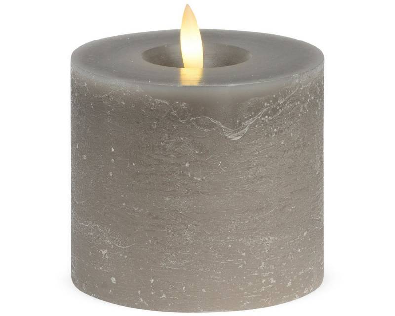 matches21 HOME & HOBBY LED-Kerze LED Stumpen-Kerzen 2er Set Echtwachs-Kerzen flackernd 10x9 cm taupe, Mit beweglicher Flamme, Fernbedienung & Timer für Adventskranz von matches21 HOME & HOBBY