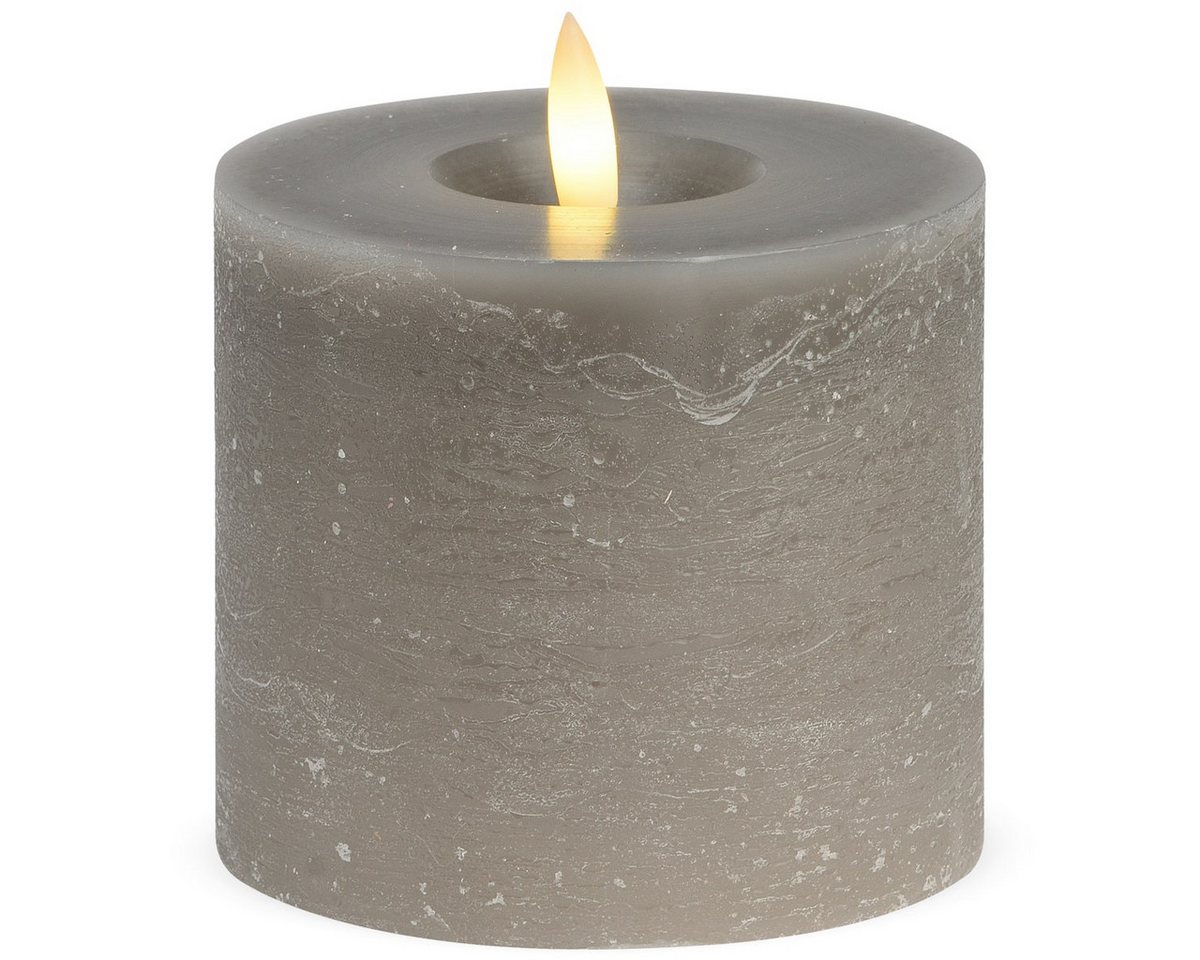 matches21 HOME & HOBBY LED-Kerze LED Stumpen-Kerzen 2er Set Echtwachs-Kerzen flackernd 10x9 cm taupe (2-tlg), Mit beweglicher Flamme, Fernbedienung & Timer für Adventskranz von matches21 HOME & HOBBY