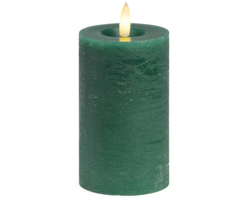 matches21 HOME & HOBBY LED-Kerze LED Stumpen-Kerzen 2er Set Echtwachs-Kerzen flackernd 7x12 cm grün, Mit beweglicher Flamme, Fernbedienung & Timer für Adventskranz von matches21 HOME & HOBBY