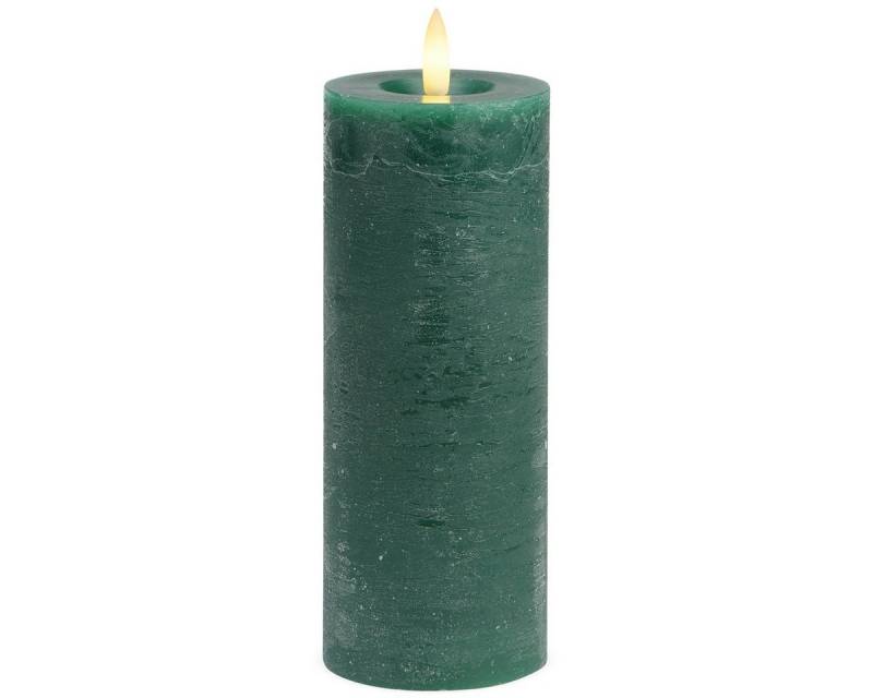 matches21 HOME & HOBBY LED-Kerze LED Stumpen-Kerzen 2er Set Echtwachs-Kerzen flackernd 7x18 cm grün, Mit beweglicher Flamme, Fernbedienung & Timer für Adventskranz von matches21 HOME & HOBBY