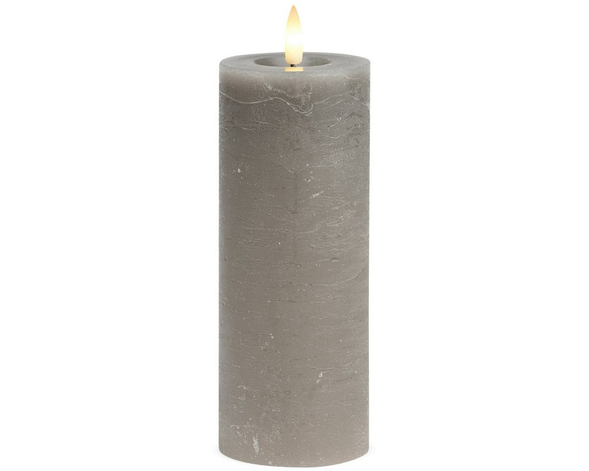 matches21 HOME & HOBBY LED-Kerze LED Stumpen-Kerzen 2er Set Echtwachs-Kerzen flackernd 7x18 cm taupe, Mit beweglicher Flamme, Fernbedienung & Timer für Adventskranz von matches21 HOME & HOBBY