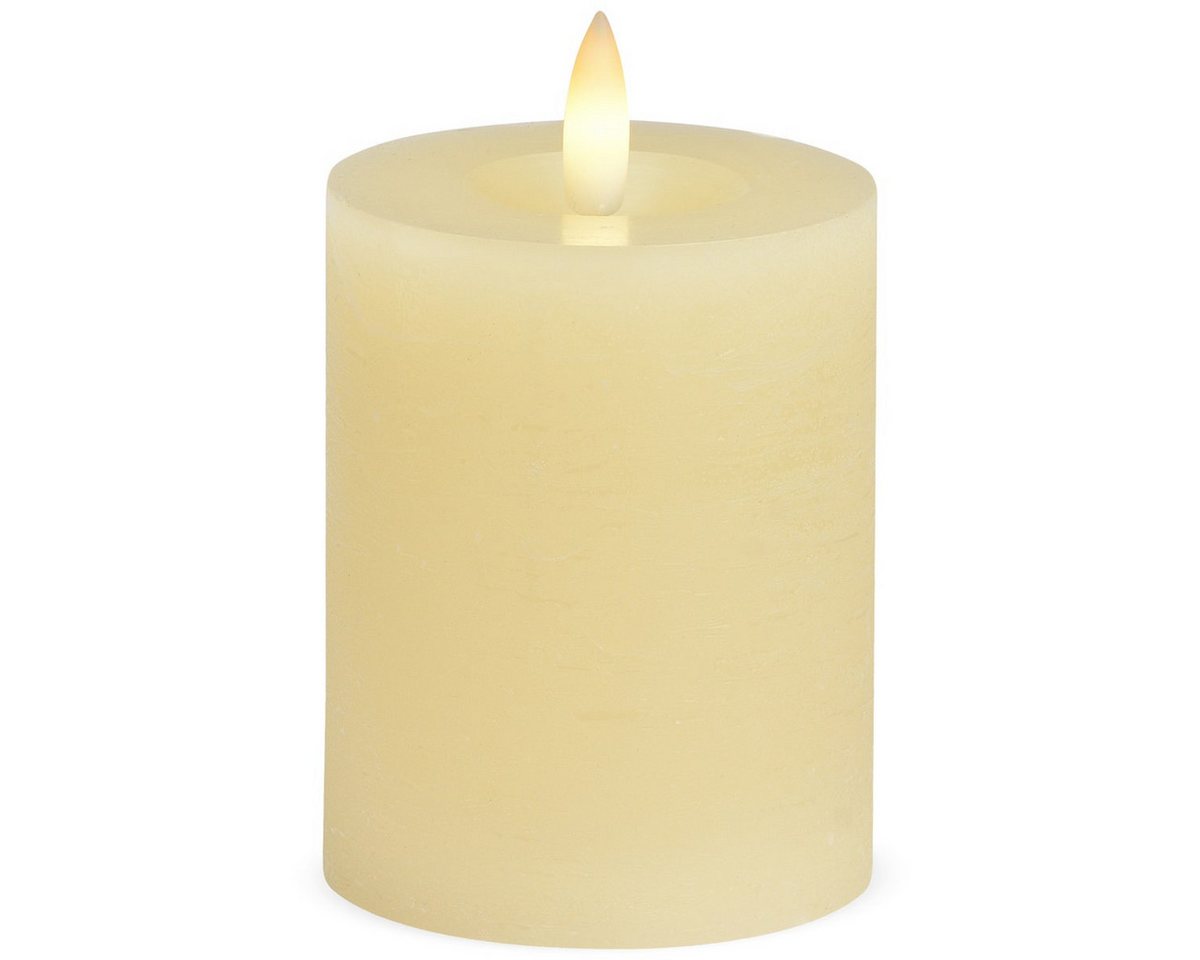 matches21 HOME & HOBBY LED-Kerze LED Stumpen-Kerzen 2er Set Echtwachs-Kerzen flackernd 7x9 cm Creme (2-tlg), Mit beweglicher Flamme, Fernbedienung & Timer für Adventskranz von matches21 HOME & HOBBY