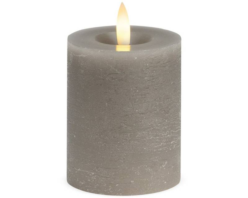 matches21 HOME & HOBBY LED-Kerze LED Stumpen-Kerzen 2er Set Echtwachs-Kerzen flackernd 7x9 cm taupe, Mit beweglicher Flamme, Fernbedienung & Timer für Adventskranz von matches21 HOME & HOBBY