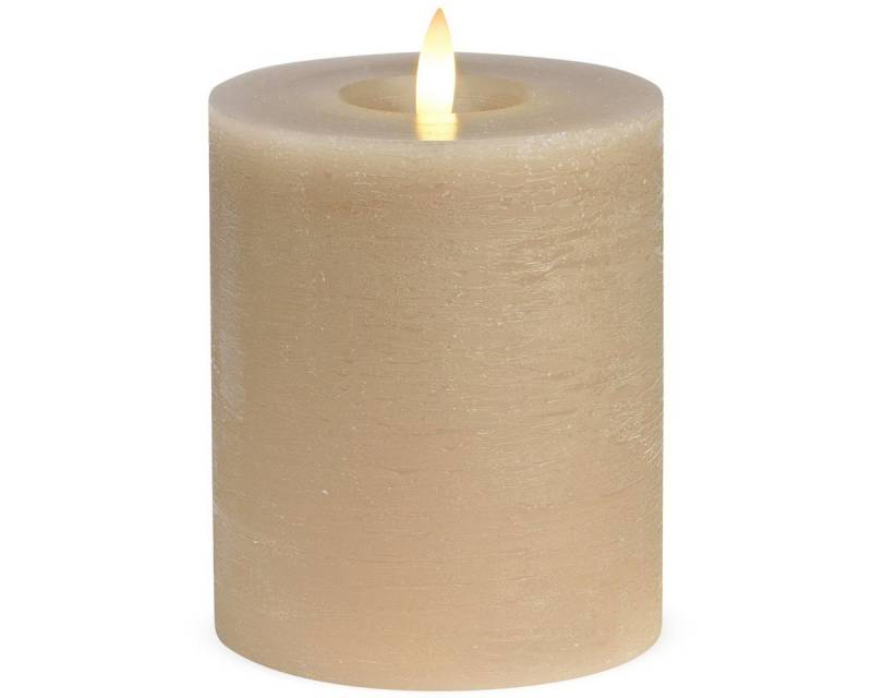 matches21 HOME & HOBBY LED-Kerze LED Stumpen-Kerzen 4er Set Echtwachs-Kerzen flackernd 10x12 cm beige, Mit beweglicher Flamme, Fernbedienung & Timer für Adventskranz von matches21 HOME & HOBBY