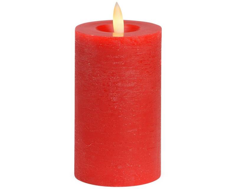 matches21 HOME & HOBBY LED-Kerze LED Stumpen-Kerzen 4er Set Echtwachs-Kerzen flackernd 7x12 cm rot (4-tlg), Mit beweglicher Flamme, Fernbedienung & Timer für Adventskranz von matches21 HOME & HOBBY