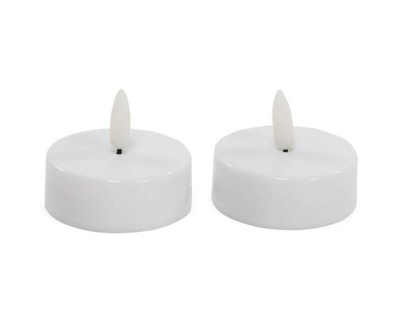 matches21 HOME & HOBBY LED-Kerze LED Teelichter 2er Set elektrische Teelicht-Kerzen weiß, Ø 6x4,5 cm (2-tlg), Flackernd mit beweglicher Flamme und Timer für Adventskranz von matches21 HOME & HOBBY